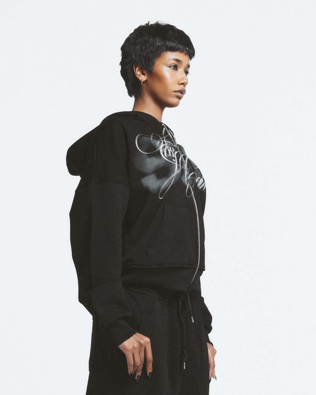 SIN Signature Zip Up in Black
